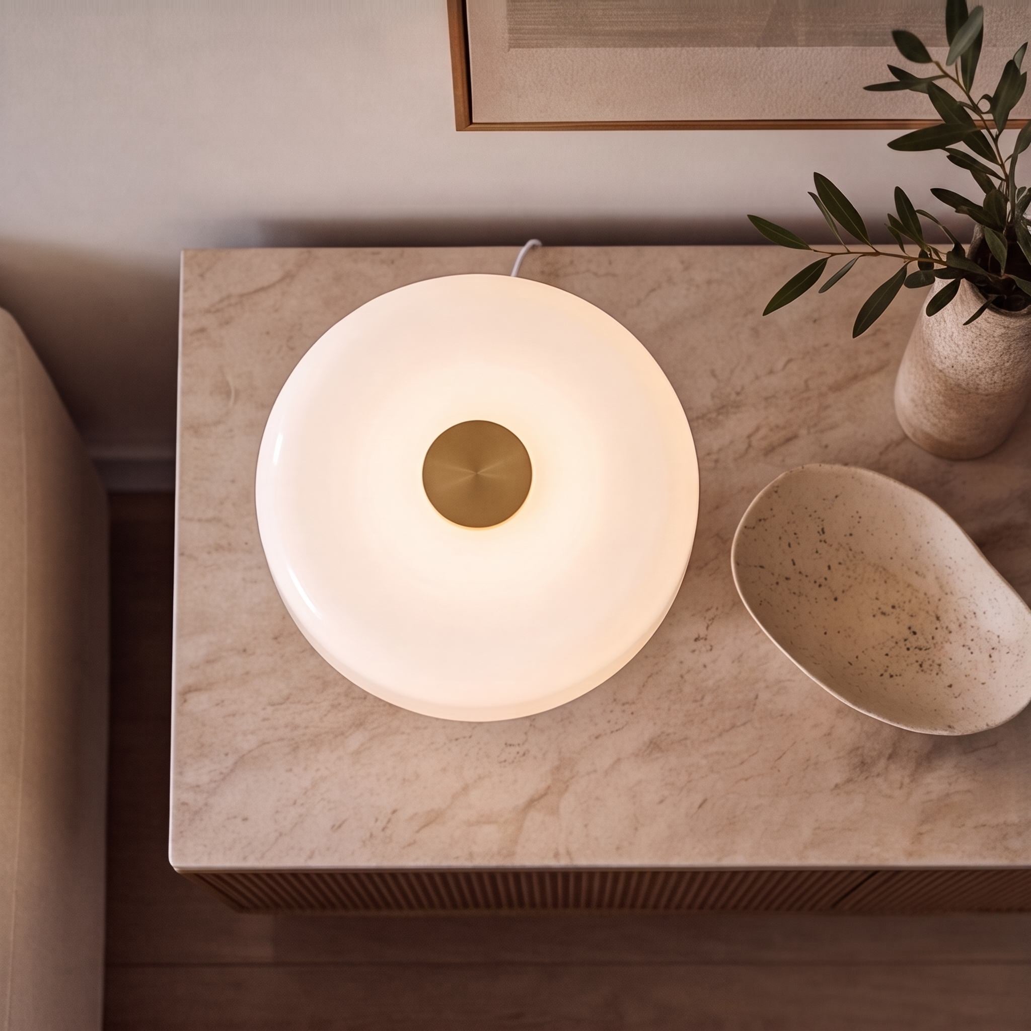 Marble Base Opaline Glass Touch-Control LED Table Lamp (USB Charging)