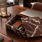 Marble-Look Acrylic Space-Saving Cotton Pad & Swab Organizer