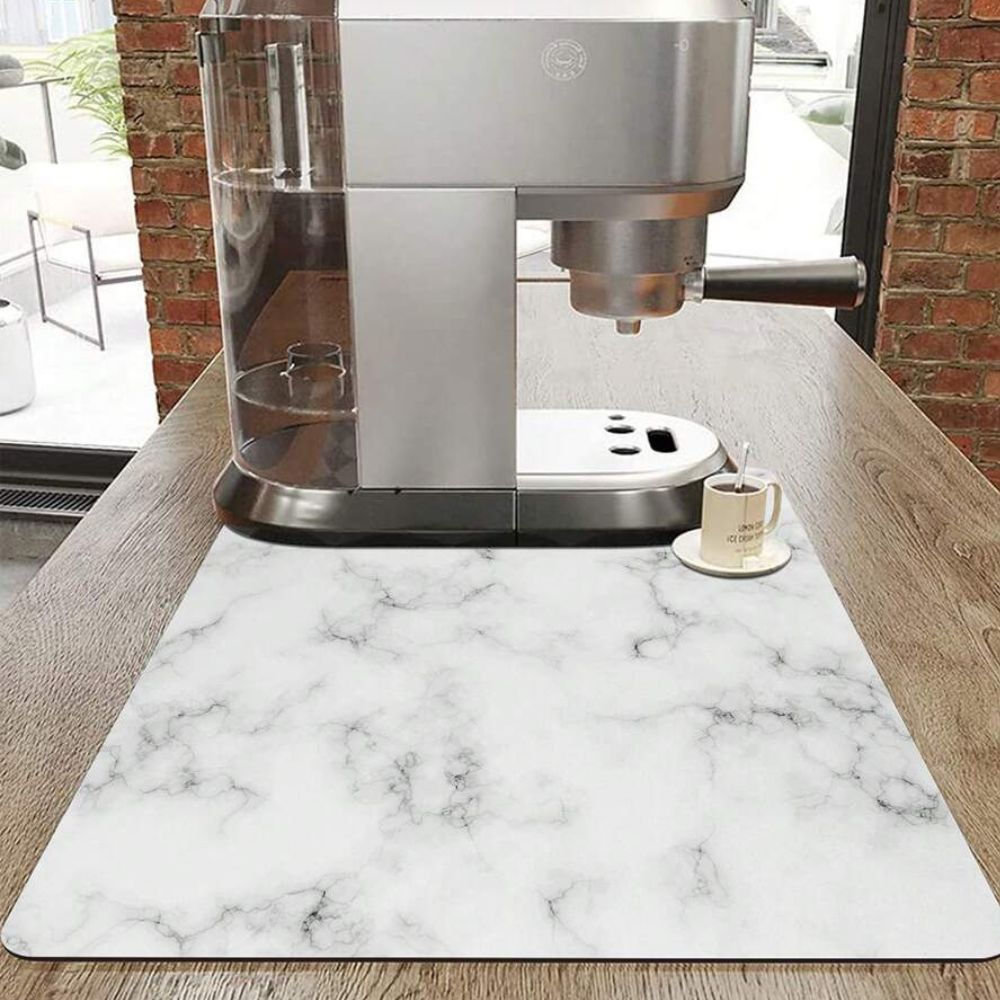 Marble Print Highly Absorbent Non-Slip Dish Drying Mat