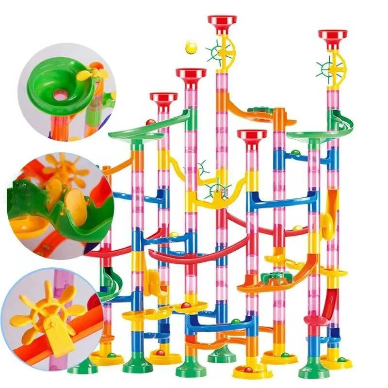 Marble Run Set 133-Piece Tool-Free Modular Translucent Tracks