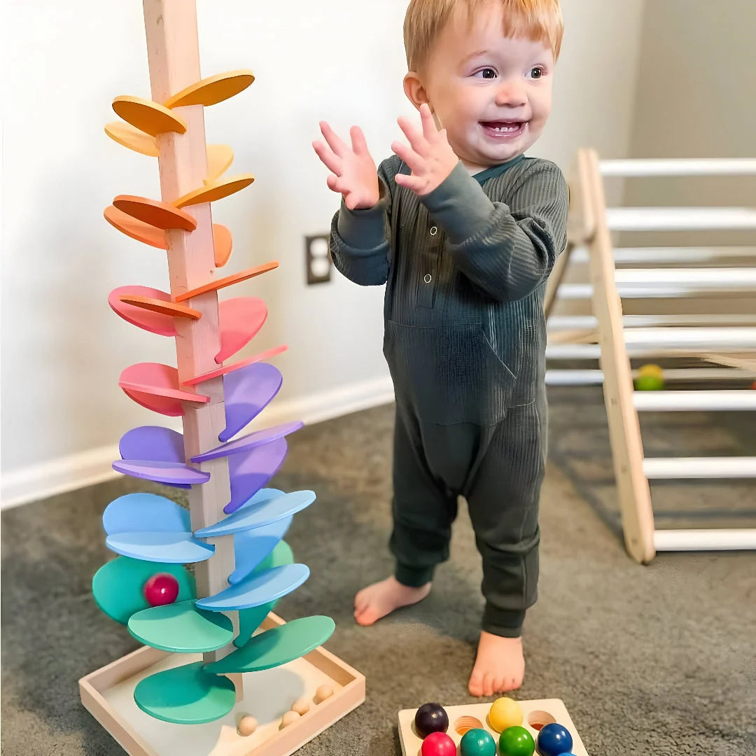 Marble Run Wooden Colorful Montessori 28 Inch