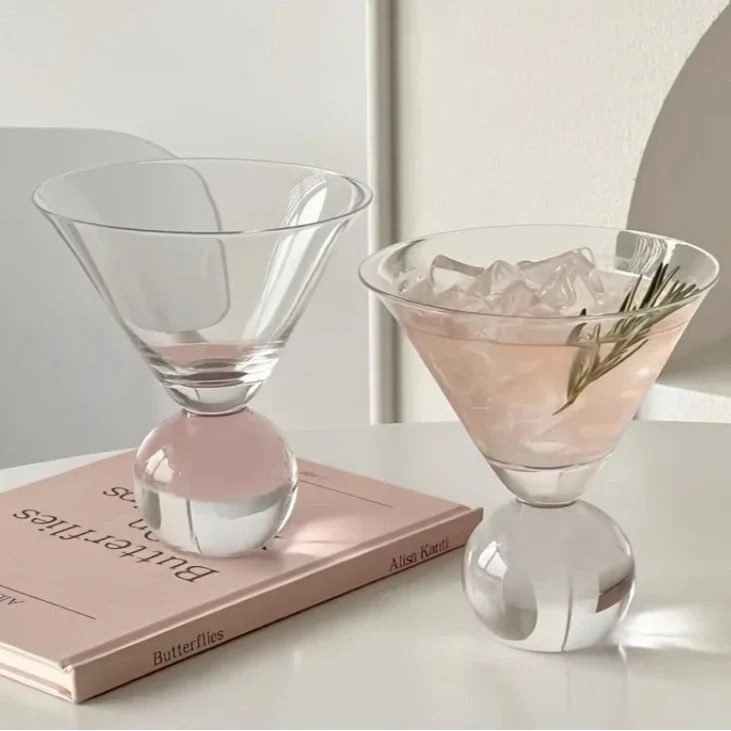 Martini Glass Globe-Shaped Hand-Cut Crystal
