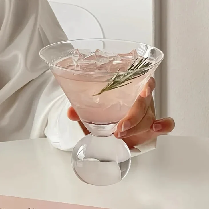 Martini Glass Globe-Shaped Hand-Cut Crystal