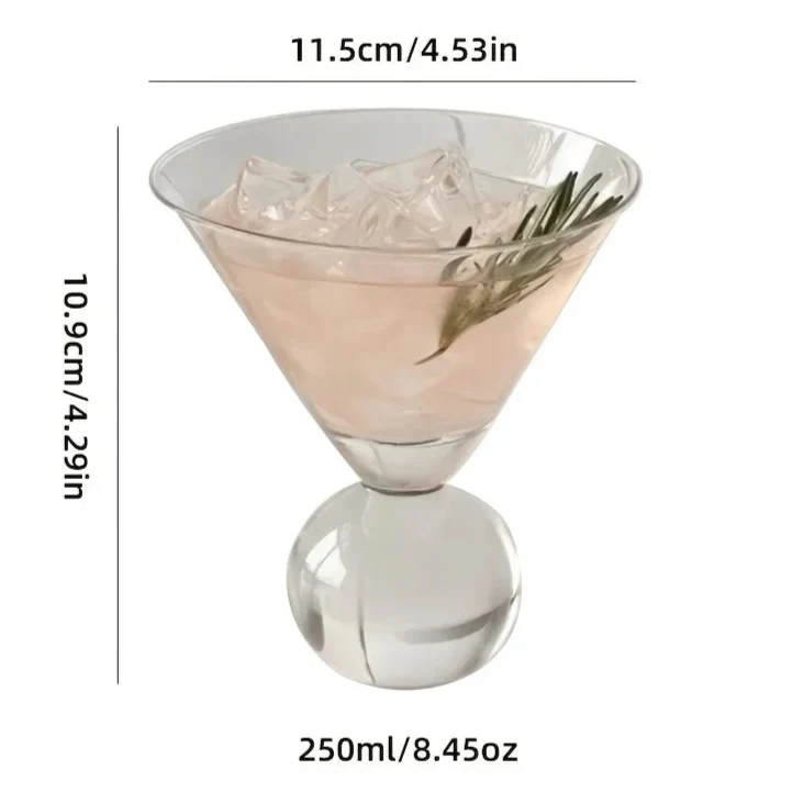 Martini Glass Globe-Shaped Hand-Cut Crystal