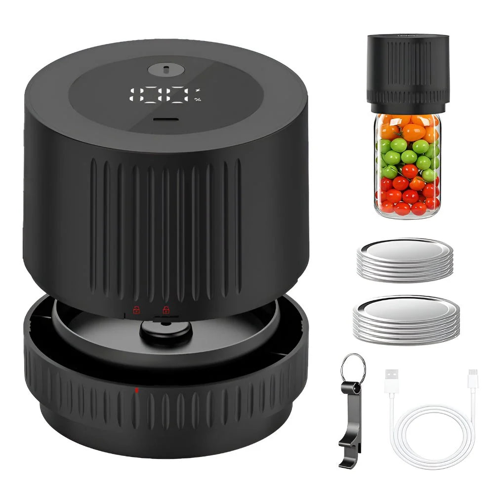 Mason Jar Vacuum Sealer Cordless Rechargeable 10 Reusable Lids