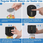 Mason Jar Vacuum Sealer One-Touch Fits Regular & Wide