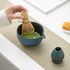 Matcha Bowl Set Ceramic Ombre Spout Bamboo Whisk & Scoop