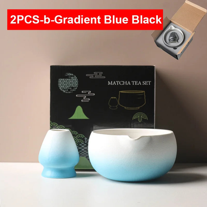 Matcha Bowl Set Ceramic Pouring Spout & Whisk Holder
