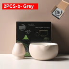 Matcha Bowl Set Ceramic Pouring Spout & Whisk Holder