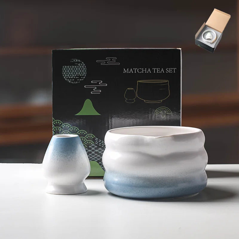 Matcha Bowl Set Ceramic Pouring Spout & Whisk Holder