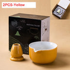 Matcha Bowl Set Ceramic Pouring Spout & Whisk Holder