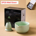 Matcha Bowl Set Ceramic Pouring Spout & Whisk Holder