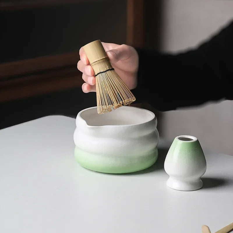 Matcha Bowl Set Ceramic Pouring Spout & Whisk Holder