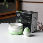 Matcha Bowl Set Ceramic Pouring Spout & Whisk Holder
