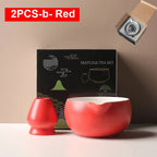 Matcha Bowl Set Ceramic Pouring Spout & Whisk Holder