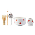 Matcha Bowl Set Handcrafted Ceramic Cute Strawberry Design