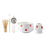 Matcha Bowl Set Handcrafted Ceramic Cute Strawberry Design
