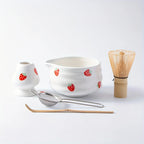 Matcha Bowl Set Handcrafted Ceramic Cute Strawberry Design