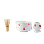Matcha Bowl Set Handcrafted Ceramic Cute Strawberry Design