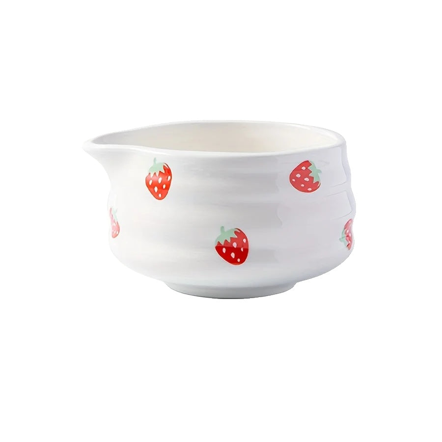 Matcha Bowl Set Handcrafted Ceramic Cute Strawberry Design