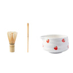 Matcha Bowl Set Handcrafted Ceramic Cute Strawberry Design