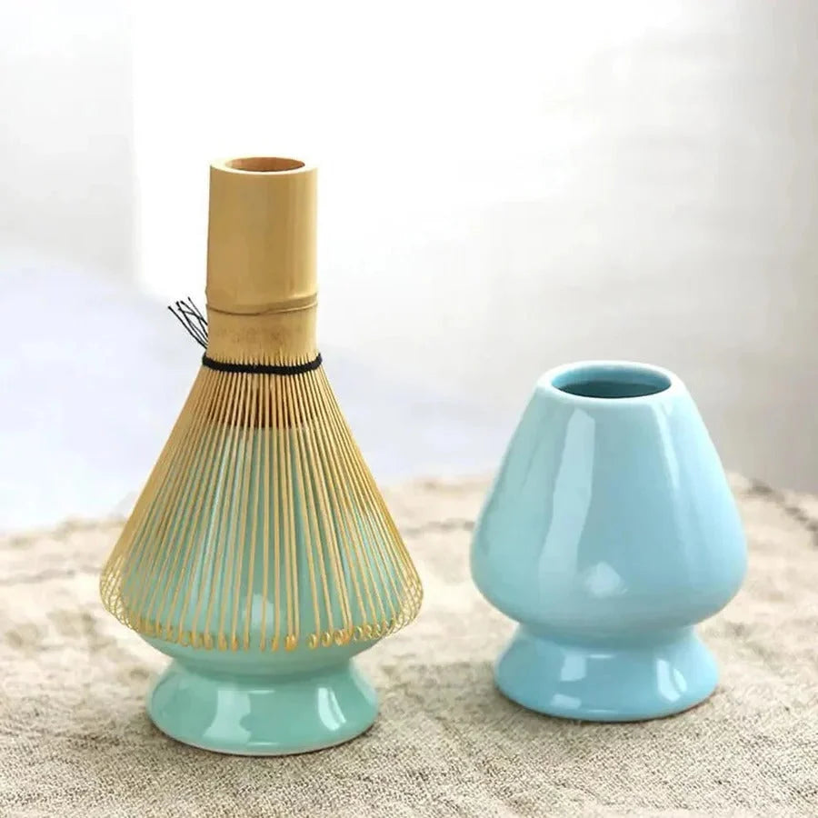 Matcha Set Bamboo Whisk & Spoon Glazed Ceramic Bowl