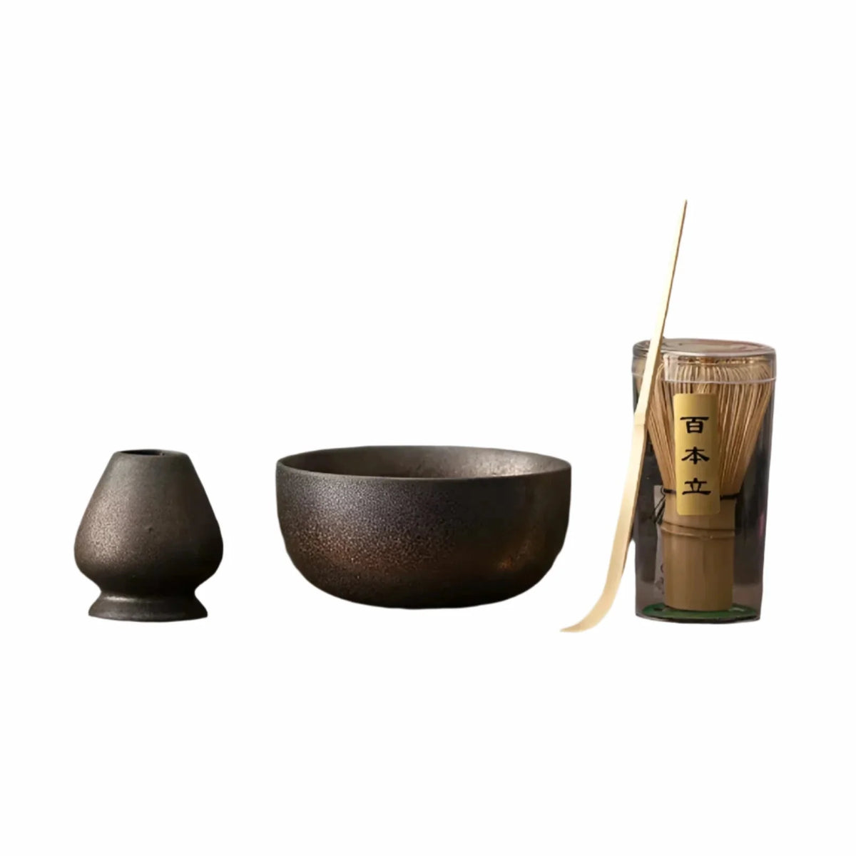 Matcha Tea Set 4-Piece Ceramic Bamboo Whisk & Spoon