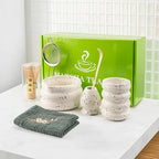 Matcha Tea Set 7 Piece Bamboo Whisk & Ceramic Bowl