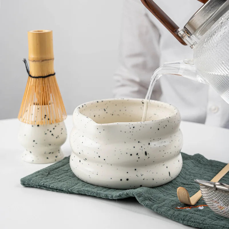 Matcha Tea Set 7 Piece Bamboo Whisk & Ceramic Bowl