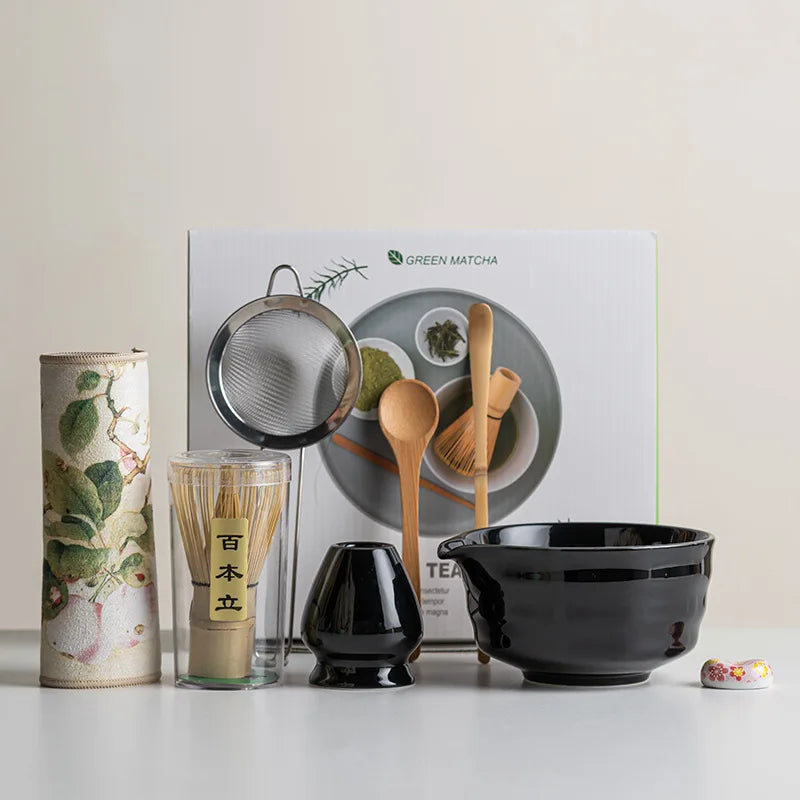 Matcha Tea Set 8-Piece Ceramic Bowl & Bamboo Whisk