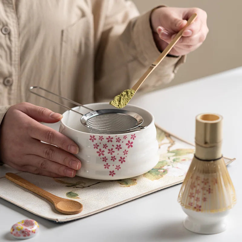 Matcha Tea Set 8-Piece Ceramic Bowl & Bamboo Whisk