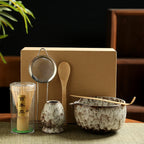 Matcha Tea Set Bamboo Whisk Marble Bowl 6-Piece