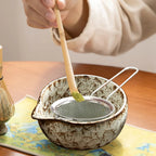 Matcha Tea Set Bamboo Whisk Marble Bowl 6-Piece