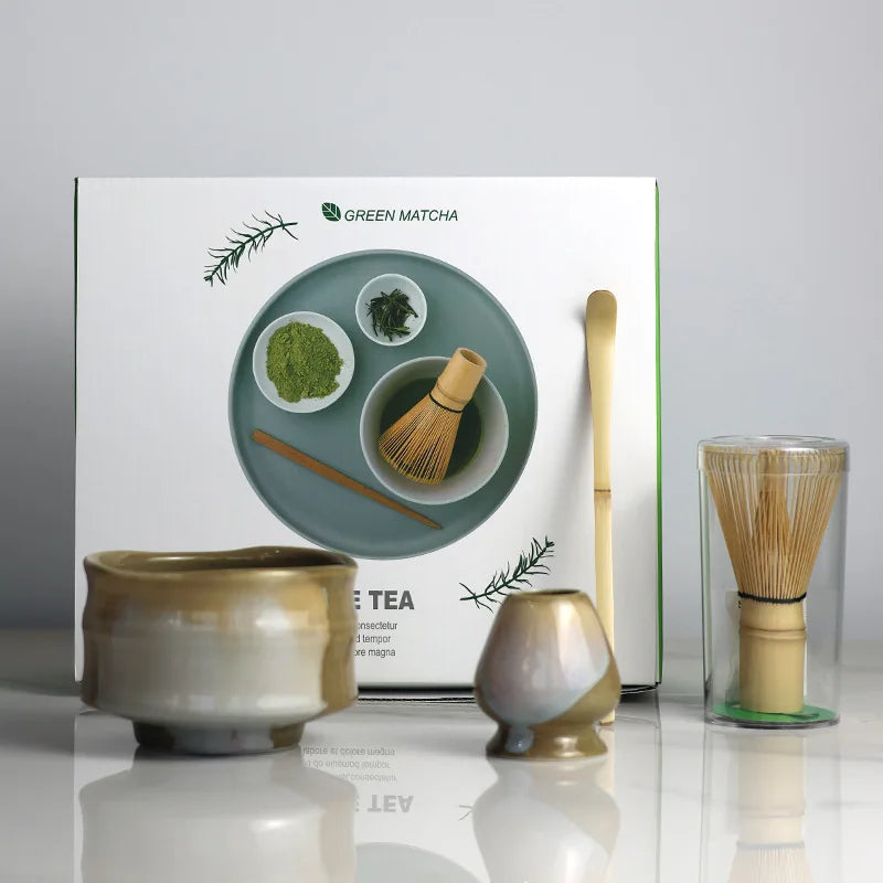 Matcha Tea Set Ceramic Bamboo Whisk Gift Box