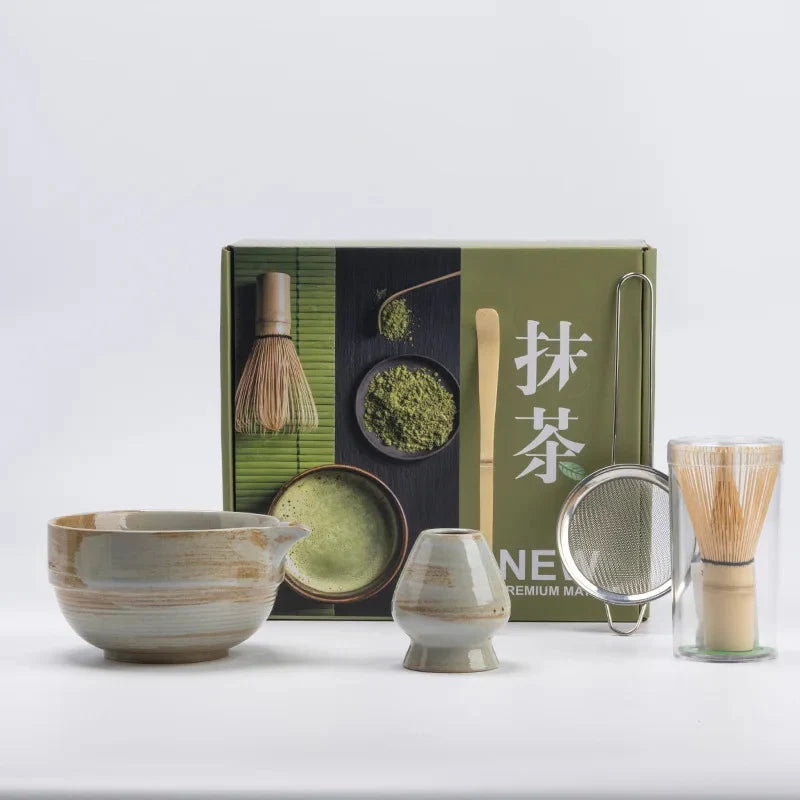 Matcha Whisk Set Fine-Bristle Bamboo Whisk & Hand-Glazed Bowl
