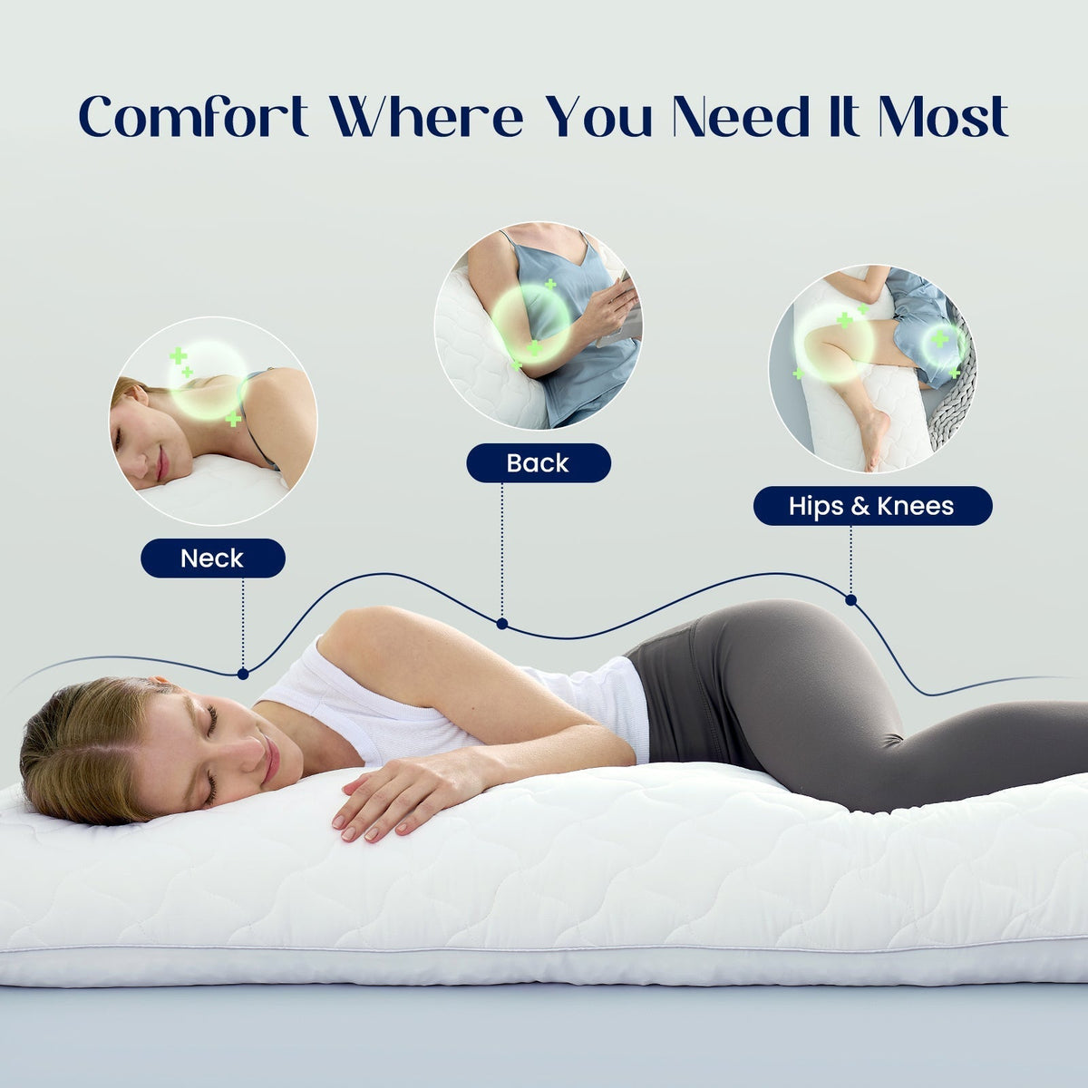 Maternity Body Pillow Adjustable Cooling Fabric Full-Length Support