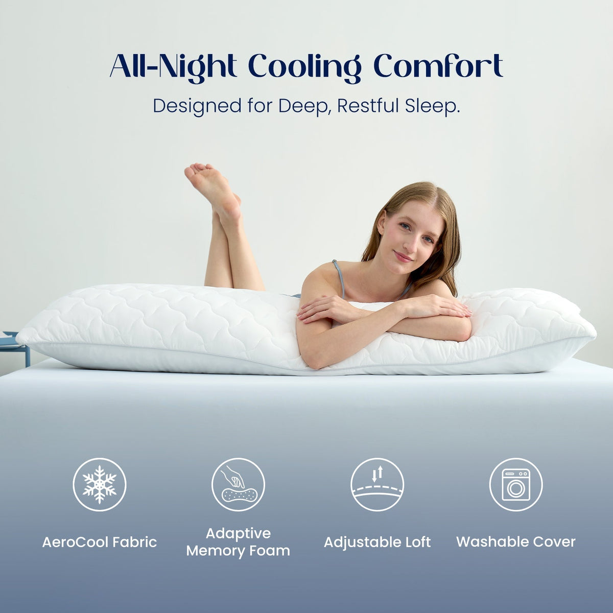 Maternity Body Pillow Adjustable Cooling Fabric Full-Length Support