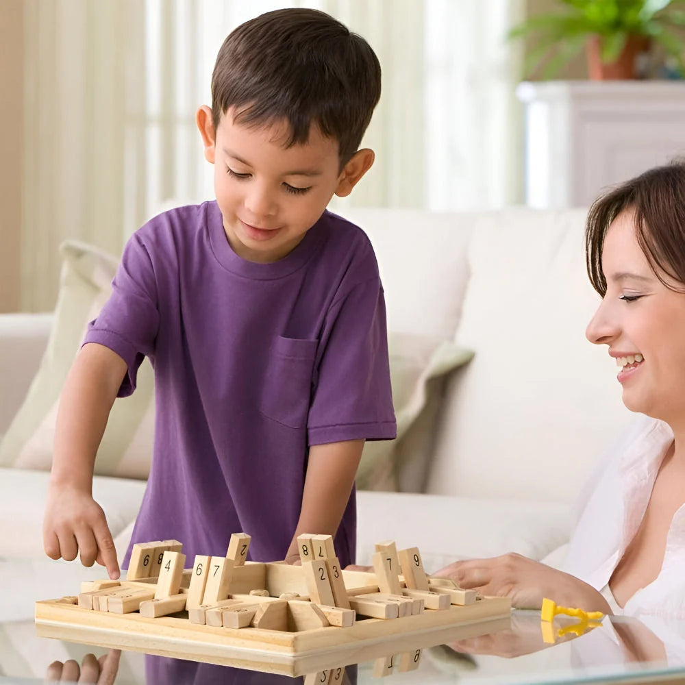 Math Board Game Wooden Durable Travel Friendly