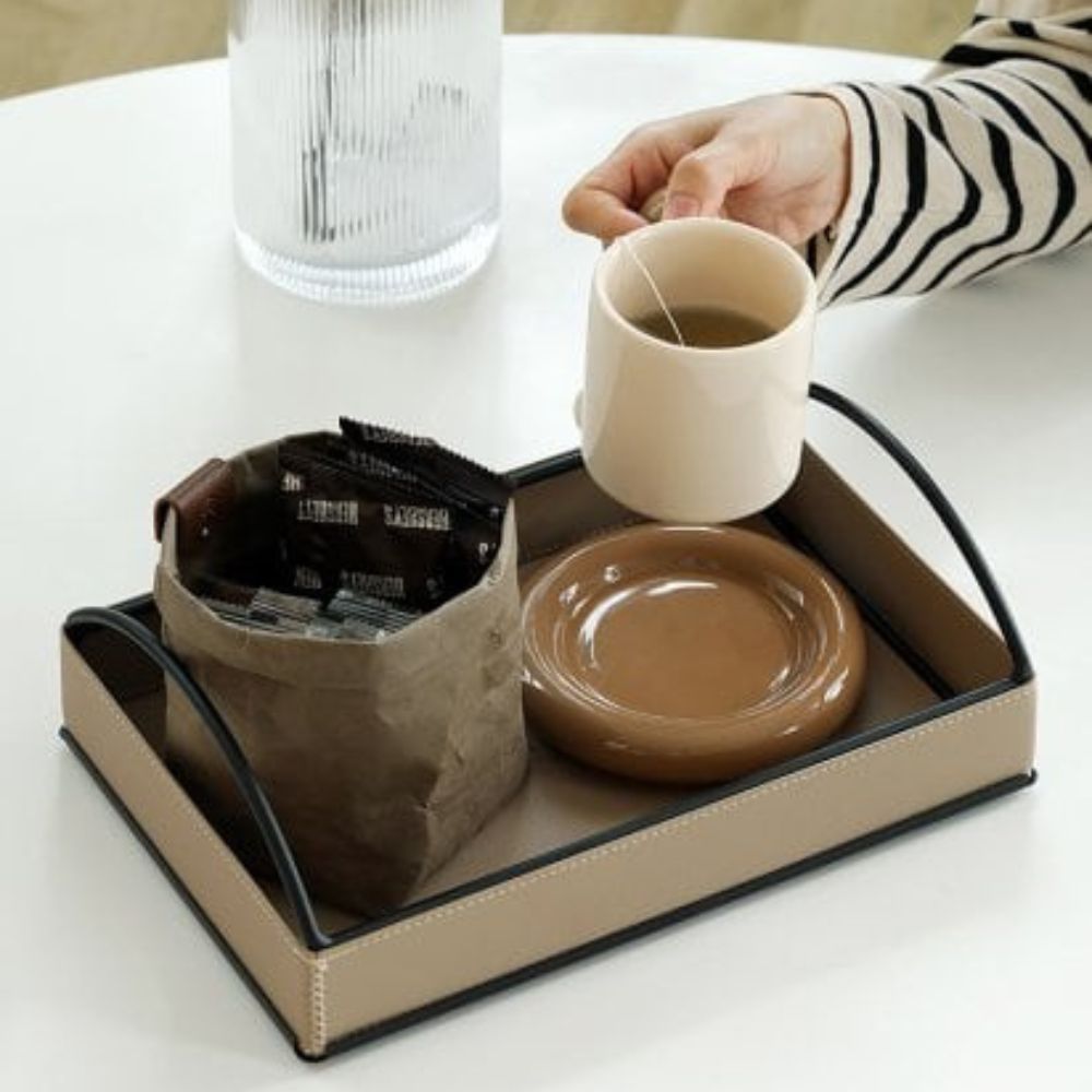 Matte Faux Leather Display Tray (Built-In Handles)