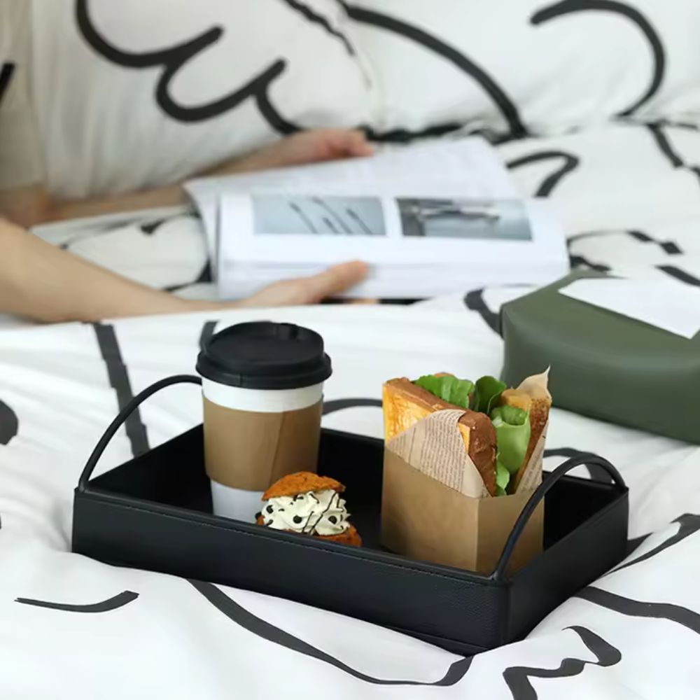 Matte Faux Leather Display Tray (Built-In Handles)