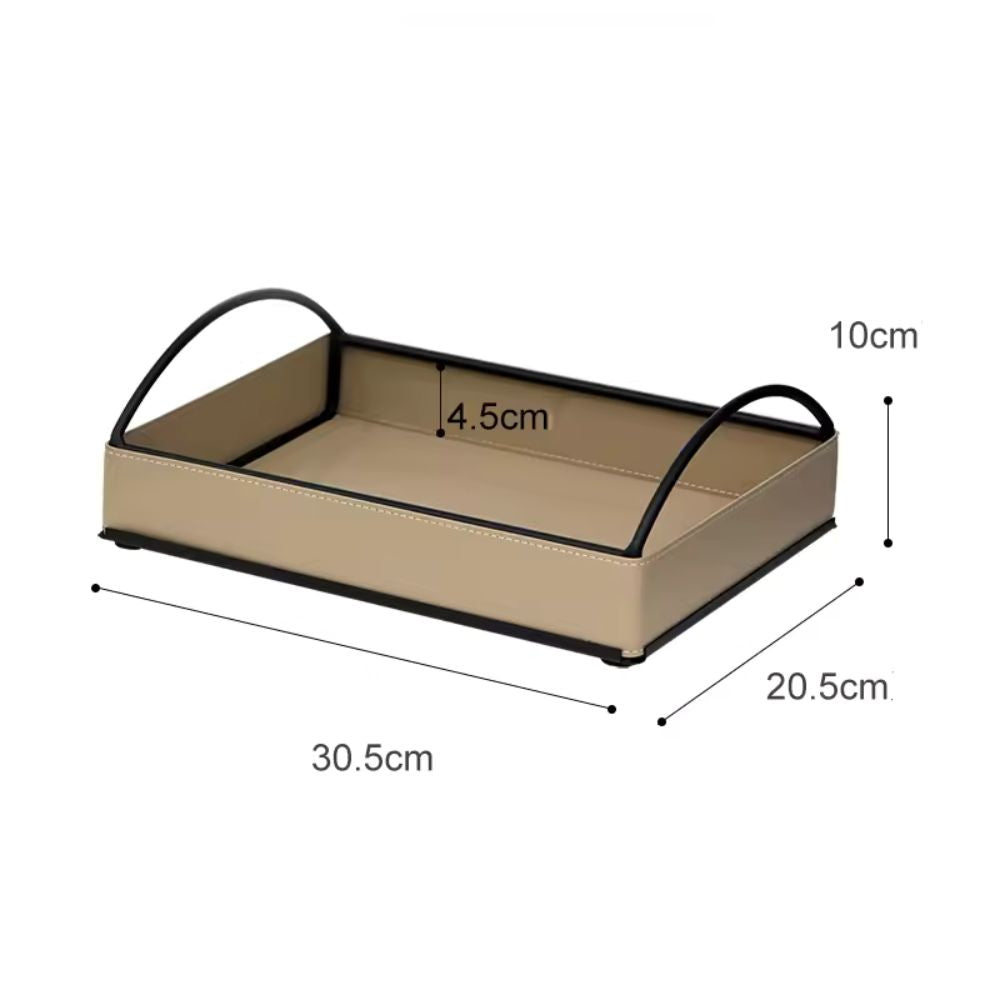 Matte Faux Leather Display Tray (Built-In Handles)