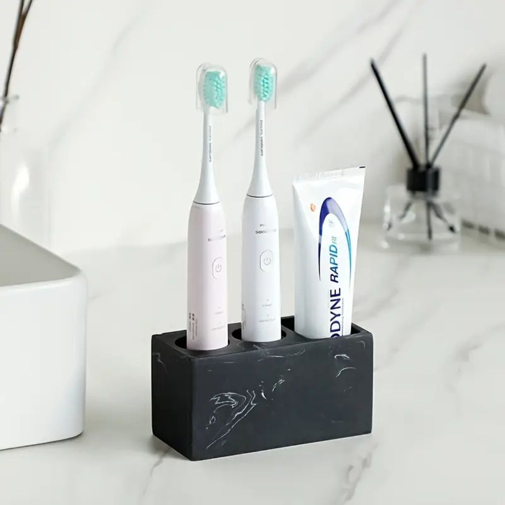Matte Resin Marble Swirl Toothbrush Holder
