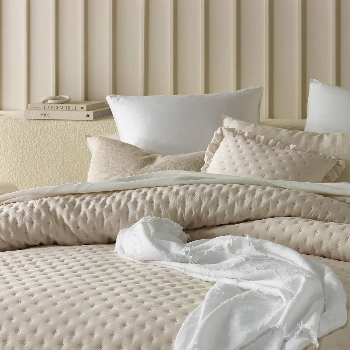 Mattress Cover Washed Brushed Fabric Ruffle Trim Machine Washable