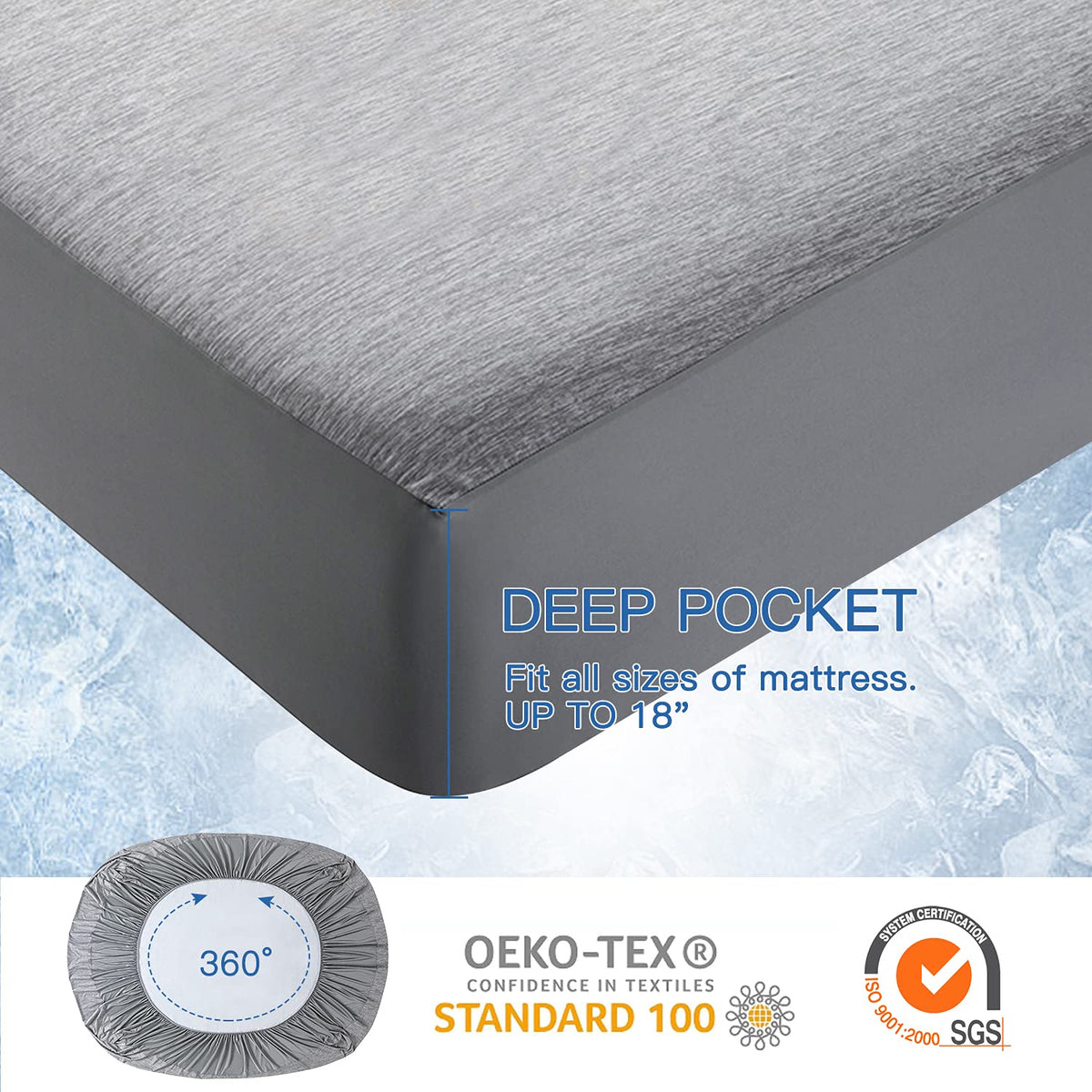 Mattress Protector Instant Cooling Waterproof Deep Pocket 45cm