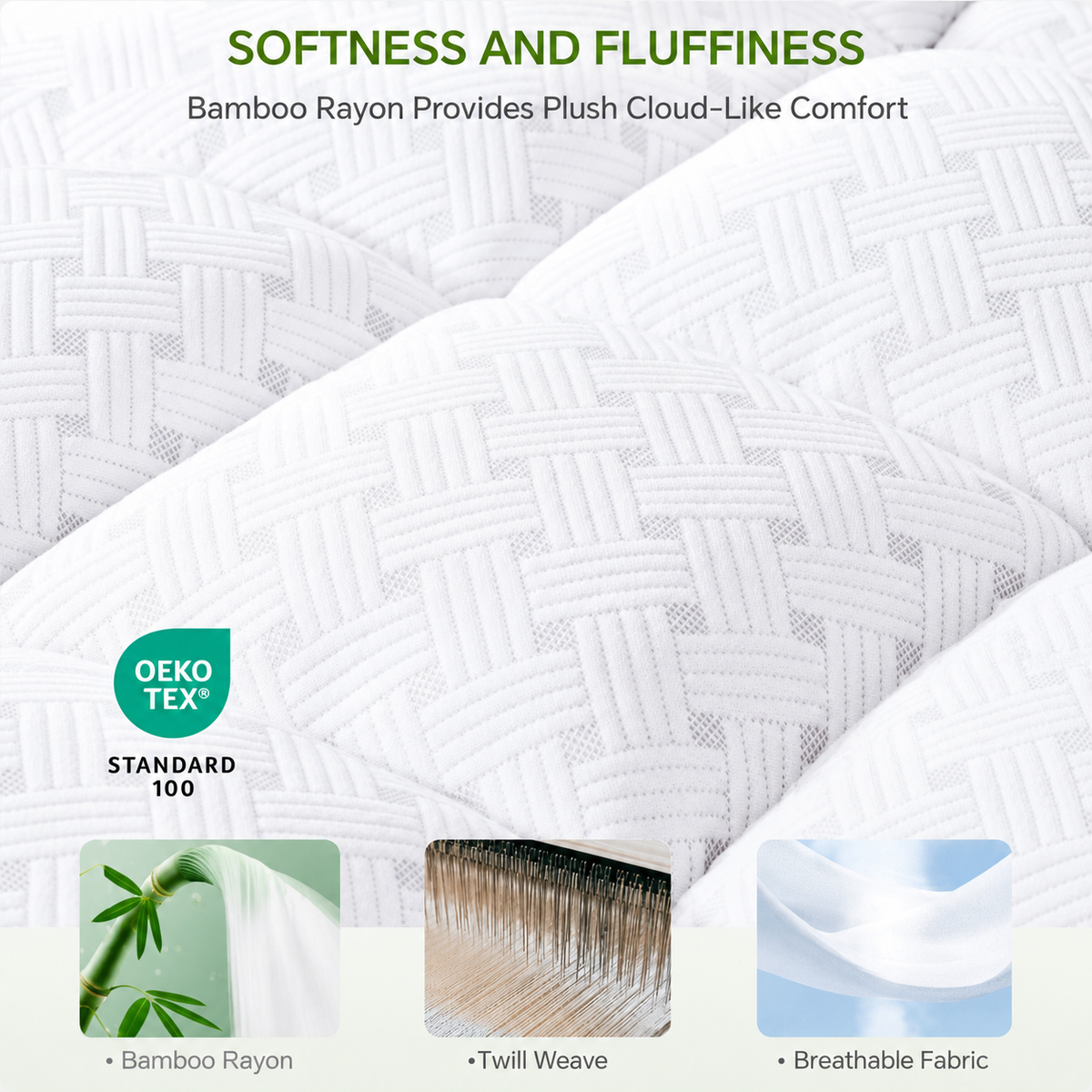Mattress Topper 3-Inch Pillow Top Shredded Memory Foam