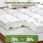 Mattress Topper 3-Inch Pillow Top Shredded Memory Foam