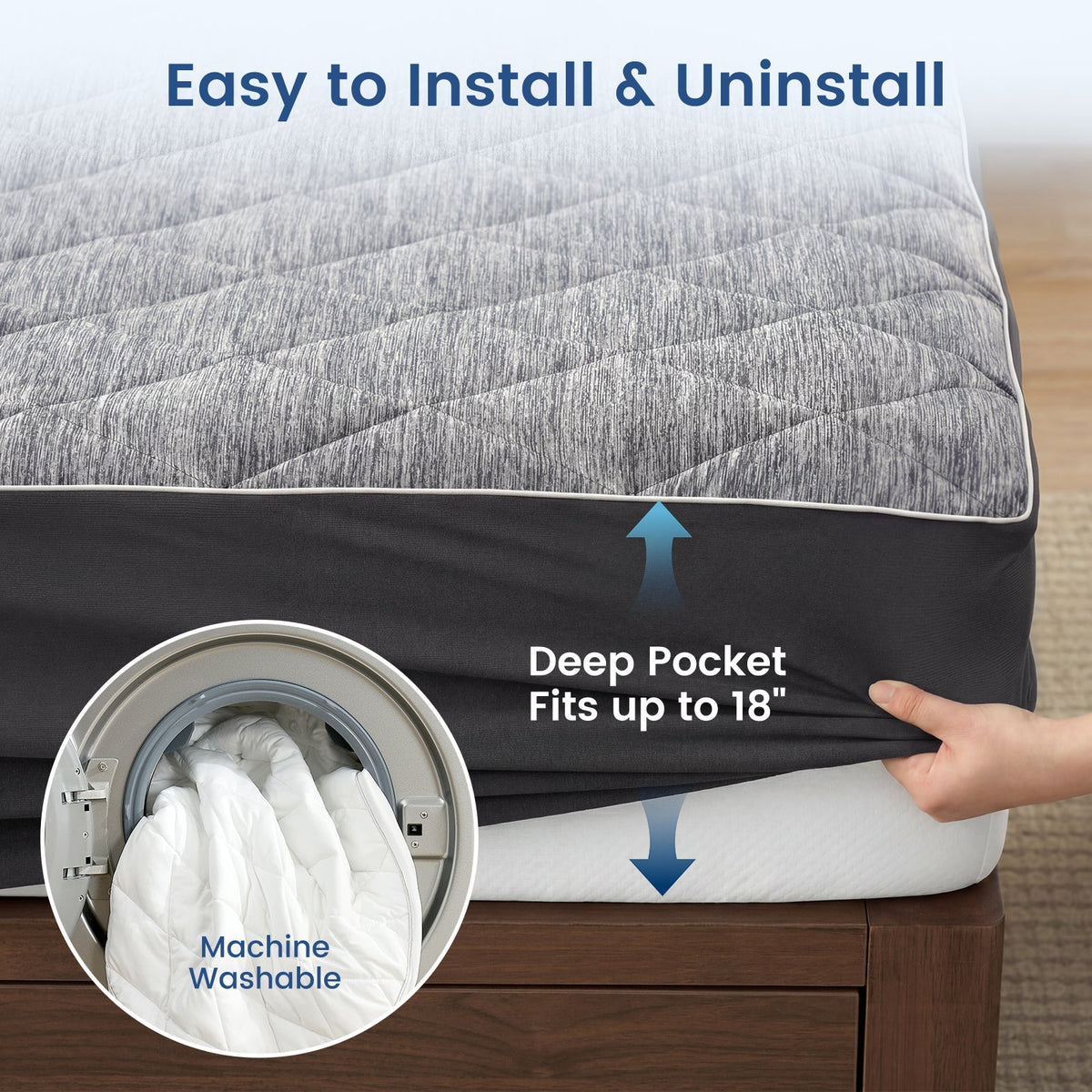 Mattress Topper Cooling Breathable Leakproof & Snug Fit