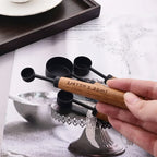 Measuring Cup & Spoon Set Engraved Markings Wood Handles