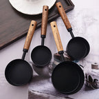 Measuring Cup & Spoon Set Engraved Markings Wood Handles