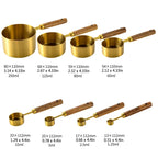 Measuring Cup & Spoon Set Engraved Markings Wood Handles